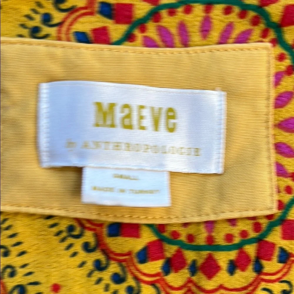 Maeve by Anthropologie Yellow Patterned Women's Top sizes small - Picture 2 of 9